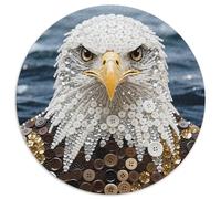 Puzzle Águila Calva 1000 Piezas para Adultos Juego Difícil de cartón Rompecabezas Águila Calva Collage de Botones Decorativo Regalo Original 1000pcs (67.5x67.5cm)