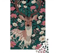 Puzzle Alce 1000 Piezas para Adultos Juego EduGatoivo De Madera Rompecabezas Alce Flores Decorativo Regalo Ideal 1000pcs (75x50cm)