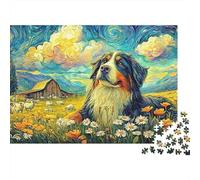 Puzzle Alivio Estrés Starry Dog Landscape 1000 Piezas Adultos Perro Montaña Bernés Van Gogh Granja Ovejas Premium Grueso Resistente Desafiante Relajación Regalo 70x50cm/1000pzs