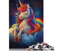 Puzzle arcoíris unicornio sobre nube 1000 piezas rompecabezas para adultos rompecabezas de papel para adultos antiestrés 38x26 cm/1000 piezas