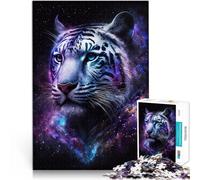 Puzzle Art White Tiger Galaxy 1000 Piece Puzzle 10.27 in x 14.96 in Cardboard Puzzles for Adults and Children 14 Years Old and Up Birthday Present, Gifts for Adults