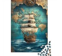 Puzzle Arte del Mapa del Barco Vintage De 1000 Piezas Interesante Rompecabezas Hombres Y Mujeres De 1000 Piezas Pintura Entretenimiento Creativo 70x50cm/1000pcs