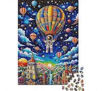 Puzzle Astronauta 1000 Piezas para Adultos Juego EduGatoivo De Madera Rompecabezas Astronautaa Globo Aerostático Castillo Decorativo Regalo Ideal 1000pcs (75x50cm)