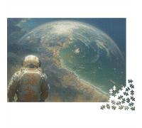Puzzle Astronauta Mirando la Tierra De 1000 Piezas Interesante Rompecabezas Hombres Y Mujeres De 1000 Piezas Decoracion Hobby 52x38cm/1000pcs