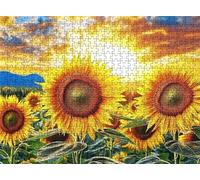 Puzzle Atardecer Girasol Diseño de Patrones | con Exquisita Caja de Embalaje | Puzzle 1500 Piezas | Piezas Encajan Perfectamente | Letras la Parte Posterior | Rompecabezas Adultos Toda Familia s7h-91