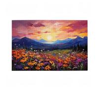 Puzzle Atardecer Puzzle 1500 Piezas Flor Imposible, DIY Obra de Arte de Juego de Rompecabezas para Adultos, Rompecabezas de Impresión de Alta Definición Multicolor, Decoracion Hogar 87x57cm D-654