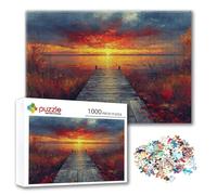 Puzzle Atardecer Puzzle 1500 Piezas Muelle, Rompecabezas Imposible Desafiante, Adultos Madera Jigsaw, Juegos de Rompecabezas para Toda la Familia con Reducción de Presión, Regalos para Mujeres T-6