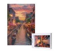 Puzzle Atardecer Puzzle 500 Piezas,Venecia Rompecabezas Desafiante,Puzzles Adultos,Impresión de Alta Definición Colorido Puzzles Madera con Caja de Regalo,Home Decoration,Regalo Mujer,p1806t