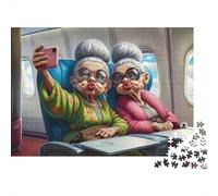 Puzzle Avión de Mujeres ancianas Selfie De 1000 Piezas Interesante Rompecabezas Hombres Y Mujeres De 1000 Piezas Obra De Arte Regalo 38x26cm/1000pcs
