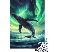 Puzzle Balena Saltando Aurora De 1000 Piezas animaleses Rompecabezas Adultos De 1000 Piezas Obra De Arte Entretenimiento Creativo 38x26cm/1000pcs