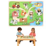 Puzzle Bebe - Juguetes Educativos Montessori Tema De Granja Rompecabezas Niños Reconoce Palabras, Formas y Patrones Bordes Lisos Puzzle Madera 1-4 Año