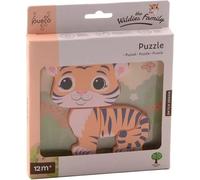 Puzzle Bebé, mi Primer puzle, Mejor Regalo de Lógica Bebé - Mamás - Juego de Sociedad Educativo - Juego de Lógica y Reflexión Rompecabezas de 4 Piezas en Bonita Madera - 12M+ 4 Modelos (Tigre)