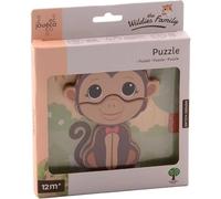 Puzzle Bebé, mi Primer puzle, Mejor Regalo de Lógica Bebé - Mamás - Juego de Sociedad Educativo - Juego de Lógica y Reflexión Rompecabezas de 4 Piezas en Bonita Madera - 12M+ 4 Modelos (Mono)