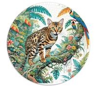 Puzzle Bengal Gato 1000 Piezas A Partir De 14 Años Juego Familiar De Cartón Puzzles Bengal Plantaas Tropicales Gato Decorativo Regalo Ideal 1000pcs (67.5x67.5cm)