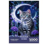 Puzzle Bengal Gato 1000 Piezas para Adultos, Puzzle Elementos de Cielo Estelar Adultos, Juego De Rompecabezas De Habilidad Difícil De Completar 38x26cm/1000pcs
