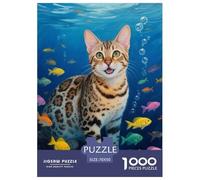 Puzzle Bengal Gato 1000 Piezas para Adultos Y Niños Juego EduGatoivo Puzzles Bengal Gato Pez Decorativo Regalo 70x50cm/1000pcs