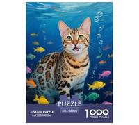 Puzzle Bengal Gato 1000 Piezas para Adultos Y Niños Juego Relajante Puzzles Bengal Gato Pez Decorativo Regalo Original 38x26cm/1000pcs