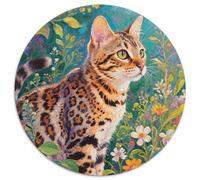 Puzzle Bengala 1000 Piezas para Adultos Y Niños Juego Familiar Rompecabezas Bengal Flores de Gato Decorativo Regalo Ideal 1000pcs (67.5x67.5cm)