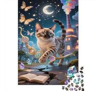 Puzzle Bengala Gato De 1000 Piezas para Adultos, Rompecabezas Escena Nocturna fantástica Adultos, Rompecabezas Familiar Regalos Creativos 1000pcs (75x50cm)