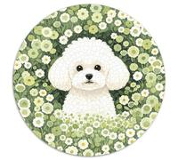 Puzzle Bichón 1000 Piezas para Adultos Juego Relajante de cartón Rompecabezas Bichón Flores Verdes Decorativo Regalo Original 1000pcs (67.5x67.5cm)
