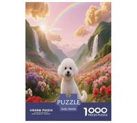 Puzzle Bichón Frisé 1000 Piezas - para Adultos Rompecabezas De Perro Mar de Flores, Juego Desafiante, Decorativo, Regalo Original 70x50cm/1000pcs