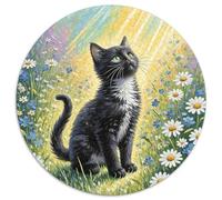 Puzzle Black Gato 1000 Piezas A Partir De 14 Años Juego Relajante De Cartón Puzzles Flores Gato Negro Decorativo Regalo para Hombre 1000pcs (67.5x67.5cm)
