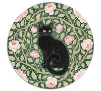 Puzzle Black Gato 1000 Piezas para Adultos Juego Relajante de cartón Puzzles Gato Negro Hojas de Peonía Decorativo Regalo para Hombre 1000pcs (67.5x67.5cm)