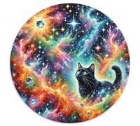 Puzzle Black Gato 1000 Piezas para Adultos Y Niños Juego Familiar De Cochetón Rompecabezas Gato Negro Nebulosa Decorativo Regalo Ideal 1000pcs (67.5x67.5cm)