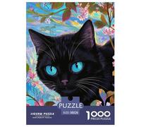 Puzzle Black Gato 1000 Piezas para Avanzados Juego Difícil De Cartón Puzzles Plantas Gato Negro Decorativo Regalo Original 38x26cm/1000pcs
