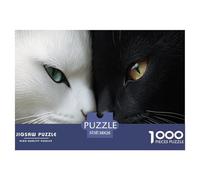 Puzzle Black Gato and White Gato De 1000 Piezas Animales Rompecabezas Adultos De 1000 Piezas Pintura Hobby 38x26cm/1000pcs