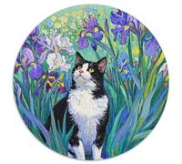 Puzzle Black White Gato 1000 Piezas para Adultos Juego EduGatoivo de cartón Rompecabezas Gato Blanco y Negro Flores Frondosas Decorativo Regalo Ideal 1000pcs (67.5x67.5cm)
