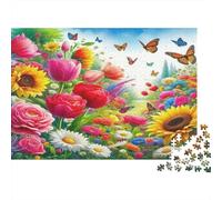 Puzzle Blooming Meadow Butterflies 38x26cm 1000 Pieces para Adultos Adolescentes Familia Noche de Juego Decoracion Hogar Regalo Cumpleanos Navidad Actividad Relajante