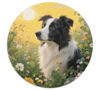 Puzzle Border Collie 1000 Piezas para Adultos Juego EduGatoivo de cartón Rompecabezas Border Collie Flores Plantas Decorativo Regalo Original 1000pcs (67.5x67.5cm)
