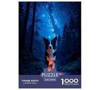 Puzzle Border Collie 1000 Piezas - para Adultos Y Niños Puzzle De Bosque Estrellado, Desafío Mental Y Juego Complejo, Decorativo, Regalo para Hombre 70x50cm/1000pcs