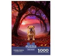 Puzzle Bulldog Inglés 1000 Piezas - para Adultos Y Niños Puzzle De Sendero al Atardecer, Juego Desafiante, Decorativo, Regalo Ideal 70x50cm/1000pcs