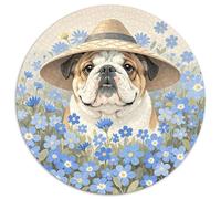 Puzzle BullPerro 1000 Piezas para Adultos Juego EduGatoivo de cartón Puzzles BullPerro Flores Azules Sombrero de Paja Decorativo Regalo 1000pcs (67.5x67.5cm)
