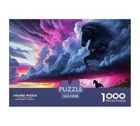 Puzzle Caballo 1000 Piezas Detallado - Silueta de Caballo, Nubes de Tormenta, Extremadamente Difícil, 52x38 cm