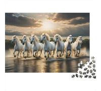 Puzzle Caballos Blancos galopan De 1000 Piezas Animales Rompecabezas Hombres Y Mujeres De 1000 Piezas Decoracion Regalo 38x26cm/1000pcs