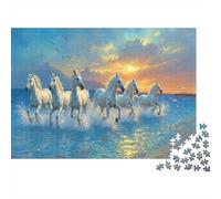 Puzzle Caballos Blancos galopaning De 1000 Piezas Animales Rompecabezas para Adultos De 1000 Piezas Decoracion Regalo 52x38cm/1000pcs
