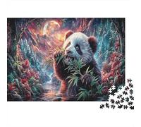 Puzzle Cachorro de Panda Comiendo bambú bajo el Cielo Estrellado por Stream Vida Silvestre Rompecabezas De 1000 Piezas - Desafiante, Regalo, Decoración del Hogar, para Adultos 52x38cm/1000pcs