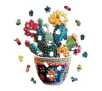 Puzzle Cactus de Madera,Juego de Reflexión Rompecabezas Vegetal de Madera,Puzzle Cactus para Acción de Gracias y Fiestas entre Amigos - para Adultos, Adolescentes, Niños, Niñas Y Amantes de los Juegos