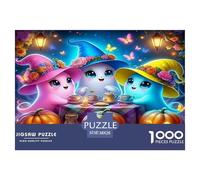 Puzzle Calabazas Halloween 1000 Piezas - Trío Fantasma Sombreros Bruja Divertido