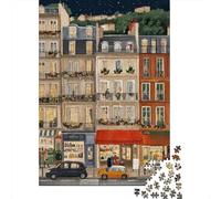 Puzzle Calles Nocturnas París De 1000 Piezas Interesante Rompecabezas para Adultos De 1000 Piezas Decoracion Entretenimiento Creativo 38x26cm/1000pcs