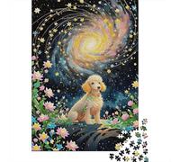 Puzzle Caniche 1000 Piezas para Adultos Juego Difícil De Madera Rompecabezas Caniche Flores Vórtice Decorativo Regalo Original 1000pcs (75x50cm)