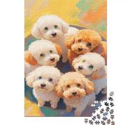 Puzzle Caniche 1000 Piezas para Adultos Juego Familiar De Madera Rompecabezas Seis Caniches Mirando hacia Arriba Decorativo Regalo para Hombre 1000pcs (75x50cm)