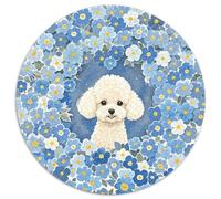 Puzzle Caniche 1000 Piezas para Adultos Juego Relajante de cartón Rompecabezas Caniche Flores Azules Decorativo Regalo 1000pcs (67.5x67.5cm)