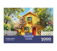 Puzzle Casa Amarilla con Rostros de Flores De 1000 Piezas Interesante Rompecabezas Adultos De 1000 Piezas Pintura Hobby 52x38cm/1000pcs