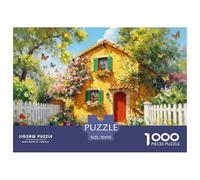 Puzzle Casa Amarilla con Rostros de Flores De 1000 Piezas Interesante Rompecabezas Hombres Y Mujeres De 1000 Piezas Pintura Hobby 70x50cm/1000pcs