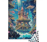 Puzzle Castillo 1000 Piezas para Adultos Juego EduGatoivo De Madera Rompecabezas Sueño Castillo Submarino Peces Decorativo Regalo para Hombre 1000pcs (75x50cm)
