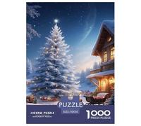 Puzzle Christmas árbol on A Snowy Night De 1000 Piezas Interesante Rompecabezas para Adultos De 1000 Piezas Juego Entretenimento 70x50cm/1000pcs